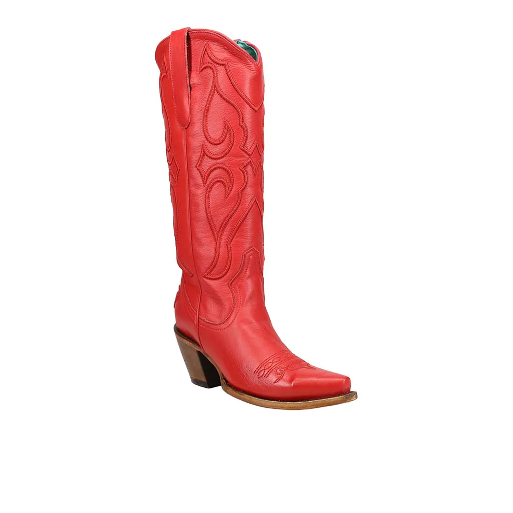 Stitch Pattern Embroidered Snip Toe Zippered Cowboy Boots - Image 2