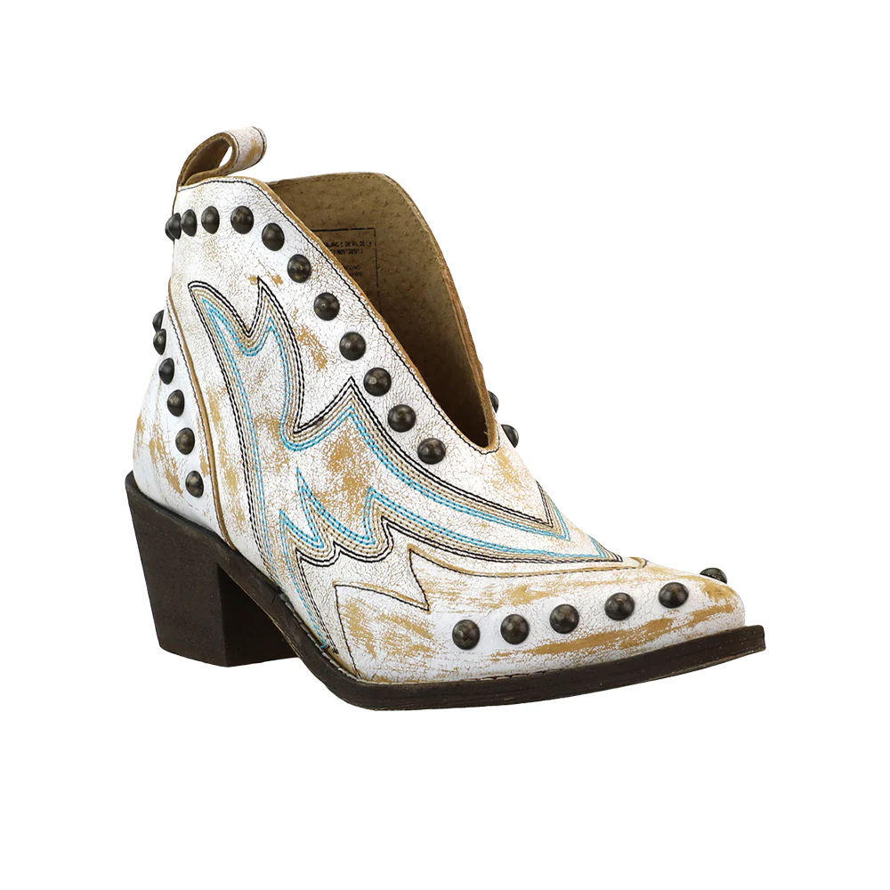 Studded Embroidered Pull On Pointed Toe Cowboy Boots - Image 2