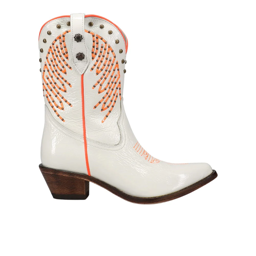 Studded Embroidered Pointed Toe Zippered Cowboy Boots