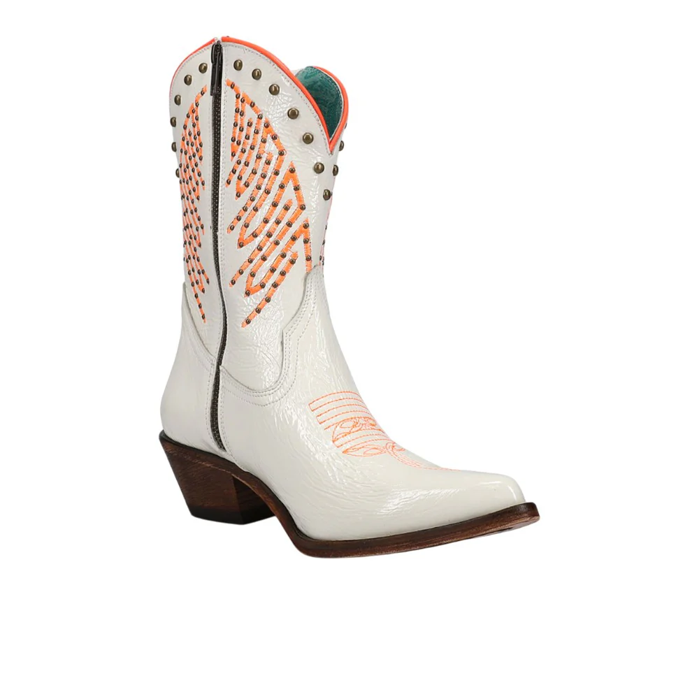 Studded Embroidered Pointed Toe Zippered Cowboy Boots - Image 2
