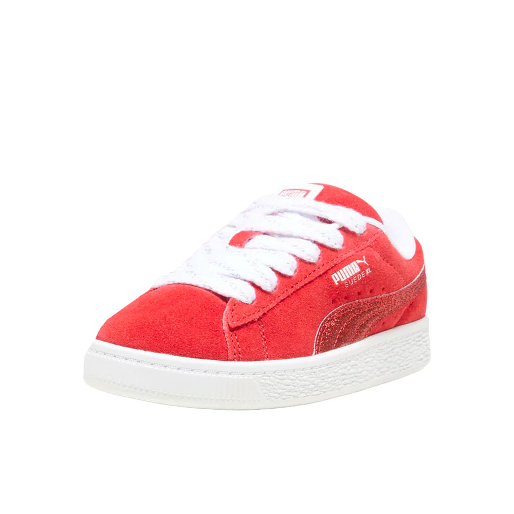 Suede XL Glitter Lace Up Sneakers (Little Kid) - Image 2