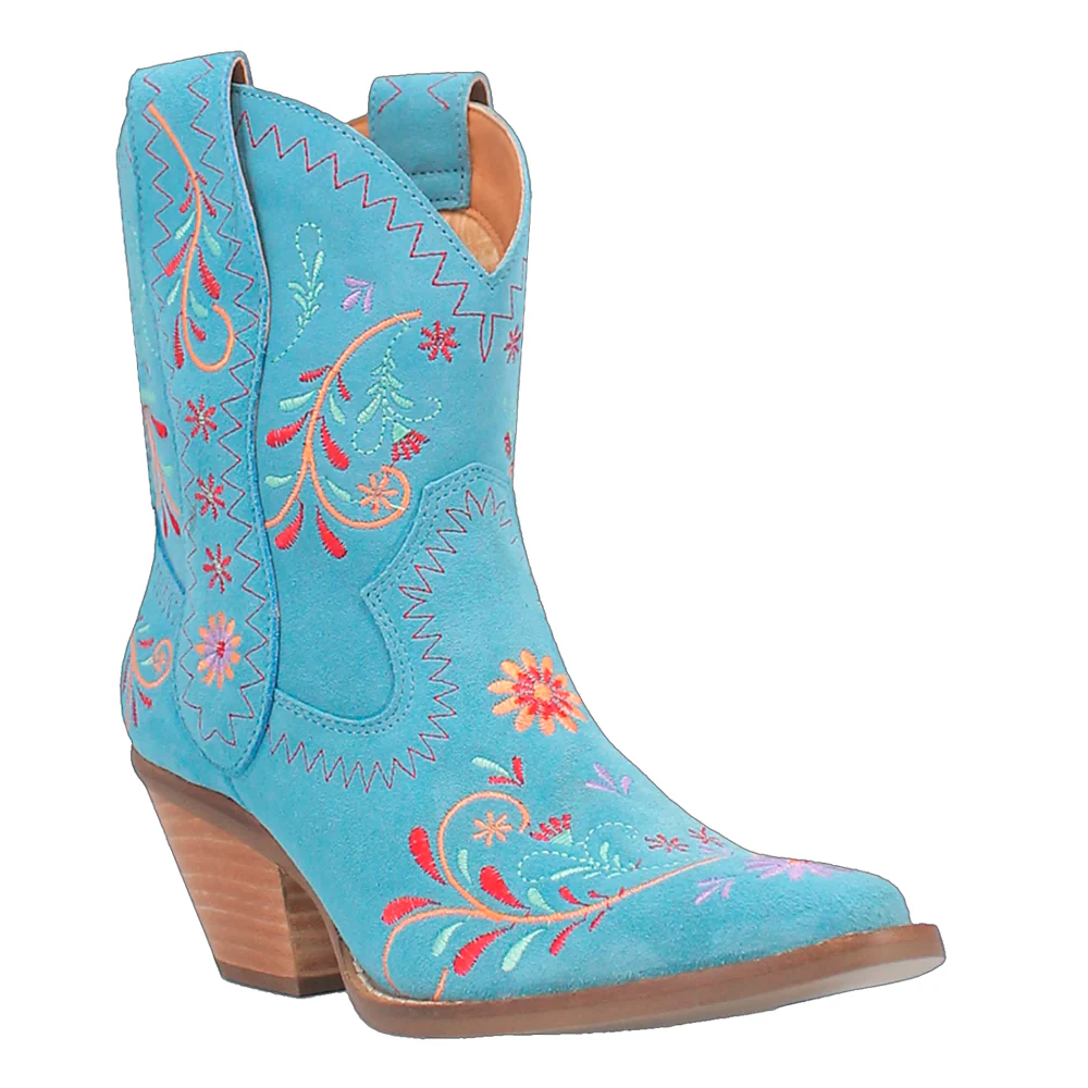 Sugar Bug Floral Embroidered Round Toe Cowboy Booties - Image 2