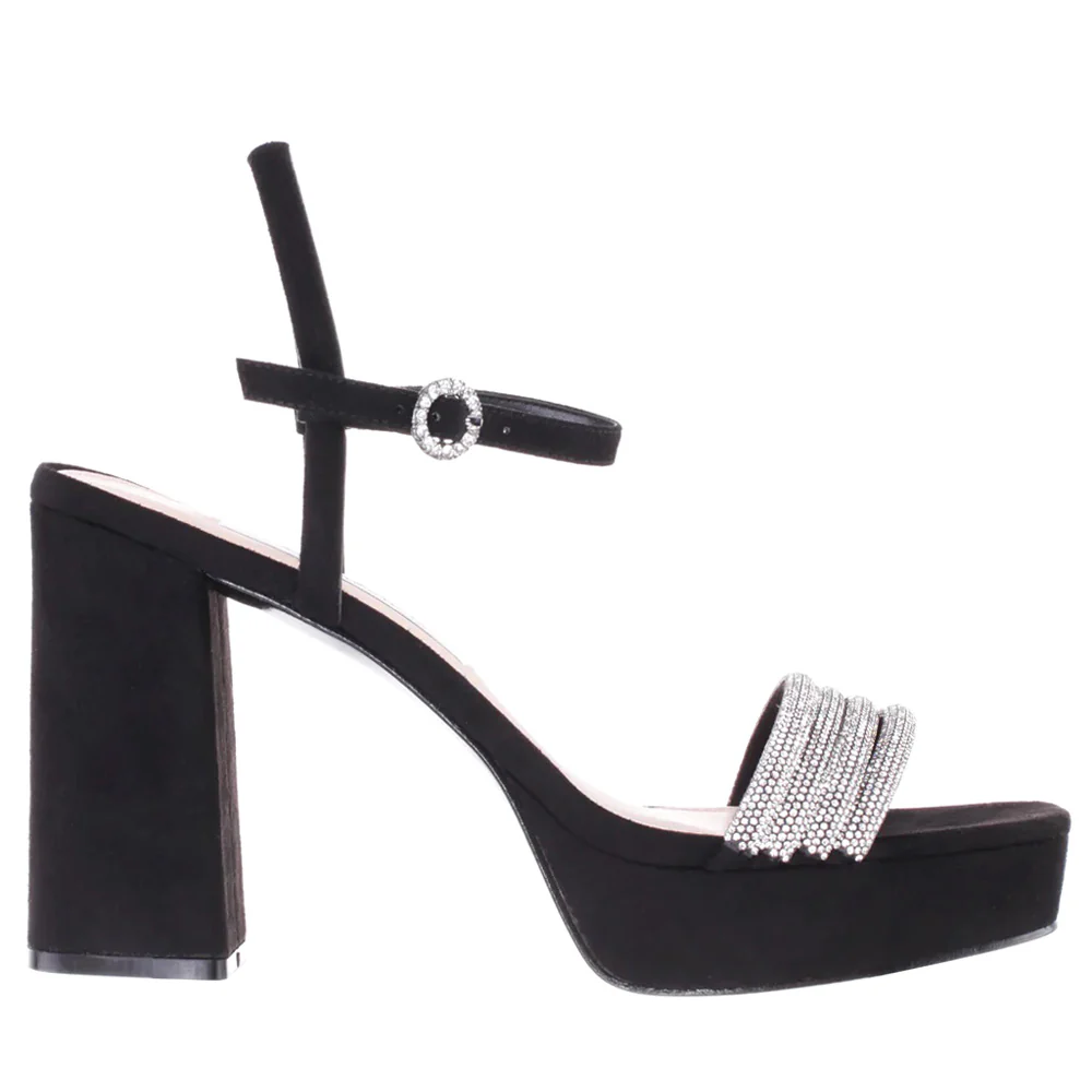 Sully Rhinestone Ankle Strap Block Heel Platform Sandals