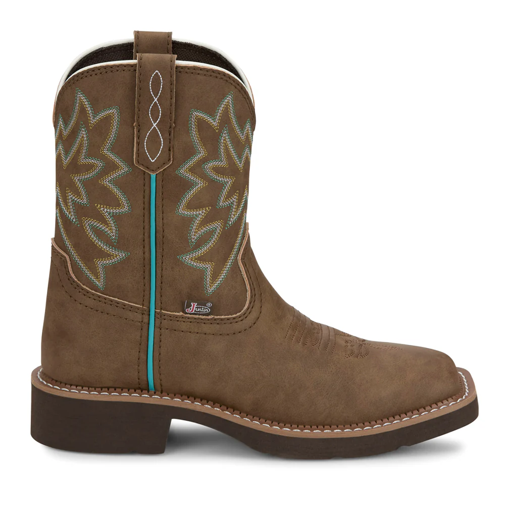 Sunny Embroidered Square Toe Pull On Cowboy Boots