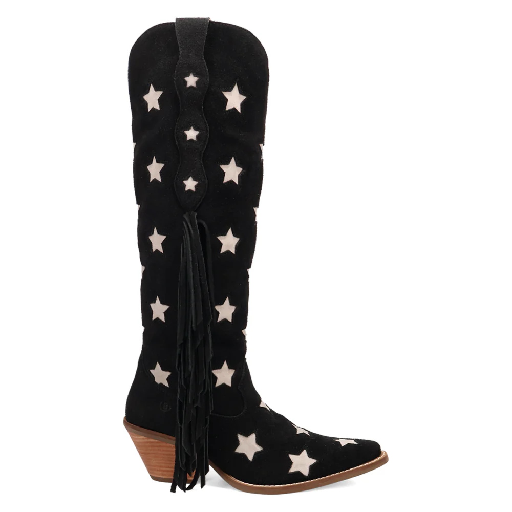 Super Star Fringe Tooled-Inlay Snip Toe Pull On Boots