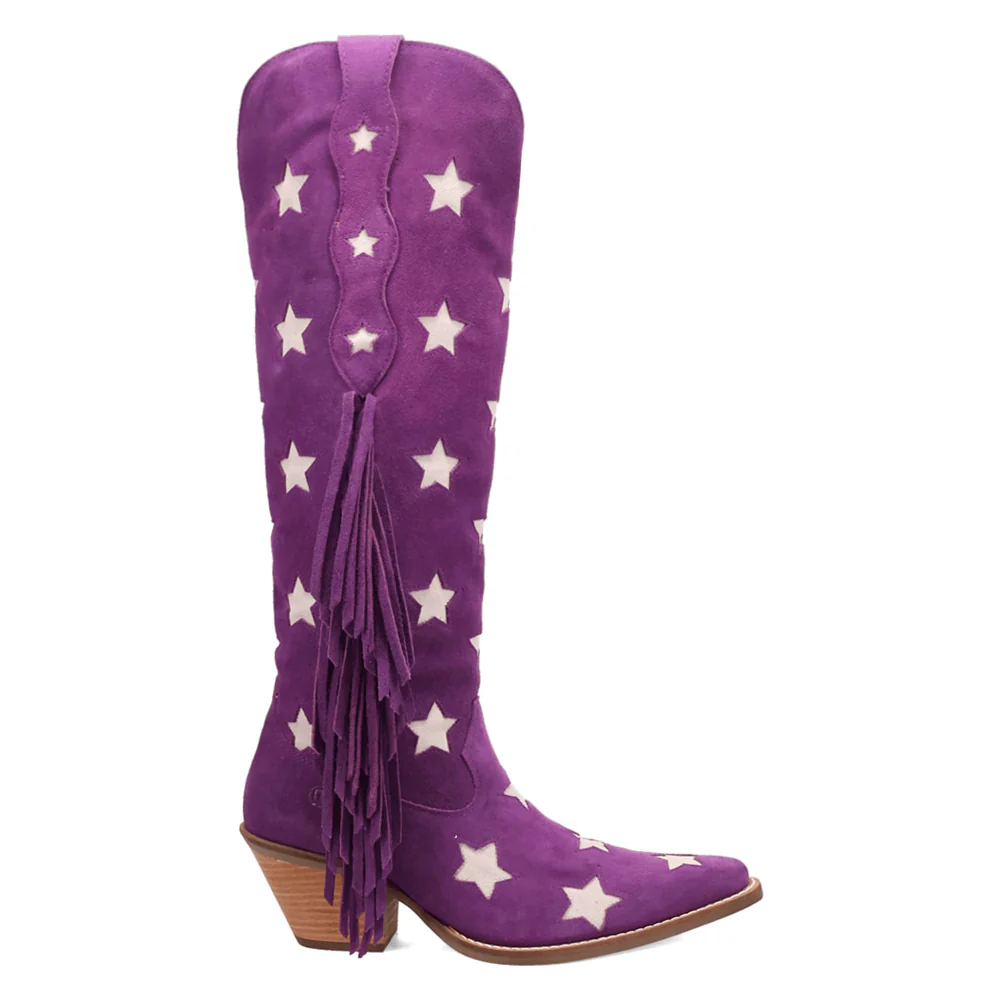 Super Star Fringe Tooled-Inlay Snip Toe Pull On Boots