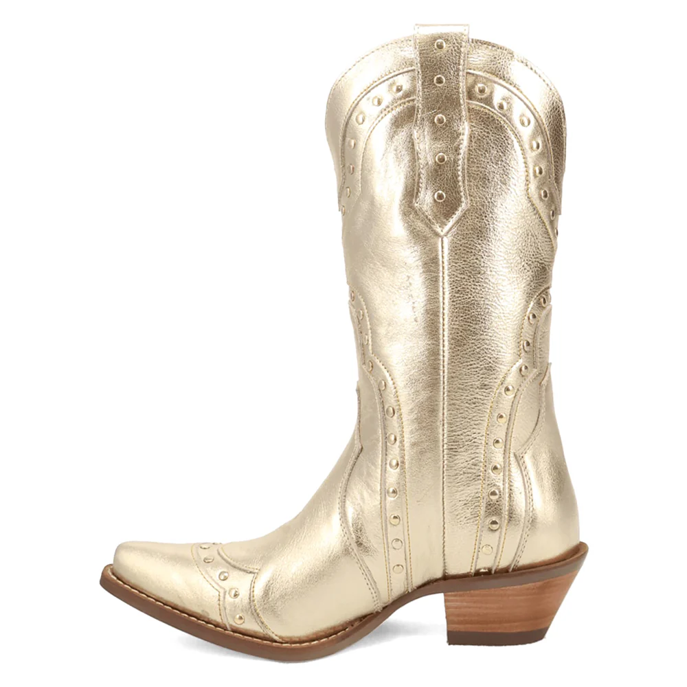 Sweet Treat Metallic Studded Snip Toe Cowboy Boots - Image 3