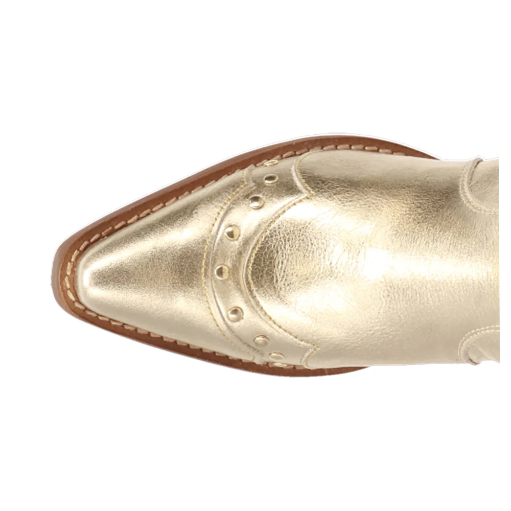 Sweet Treat Metallic Studded Snip Toe Cowboy Boots - Image 4