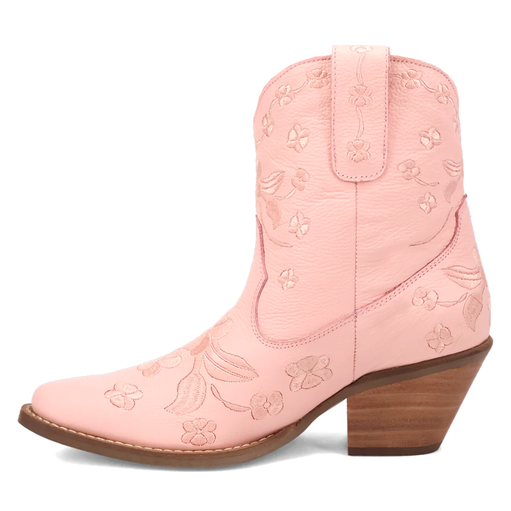 Sweetheart Floral Embroidered Snip Toe Pull On Cowboy Booties - Image 3