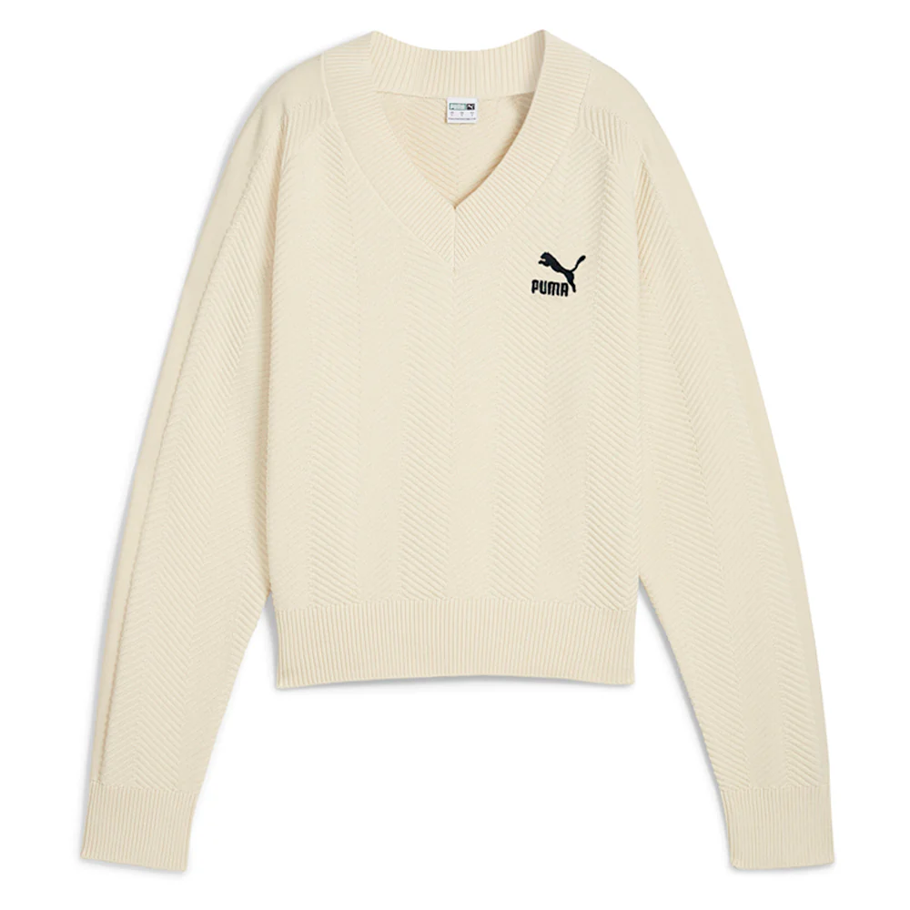 T7 Knitted Logo V-Neck Long Sleeve Sweater - Image 3