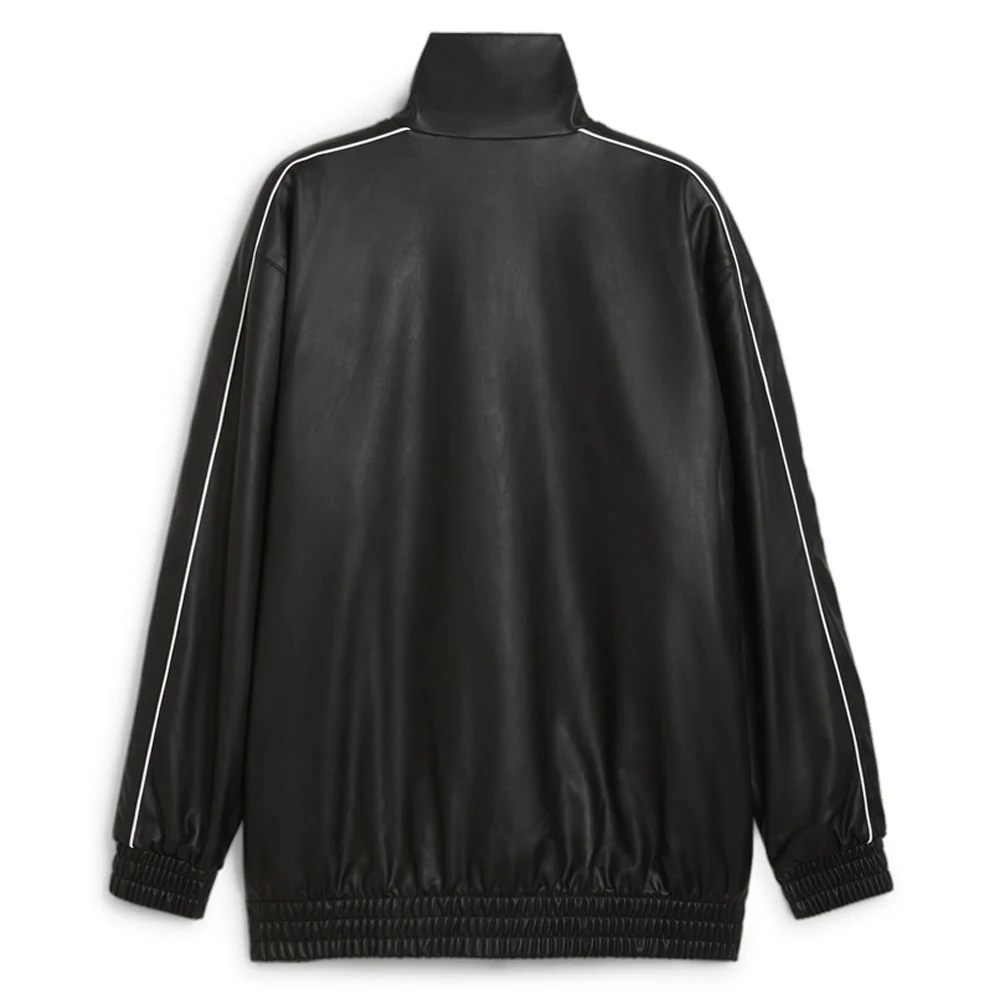 T7 Oversized Pleather Full Zip Track Jacket - Image 2