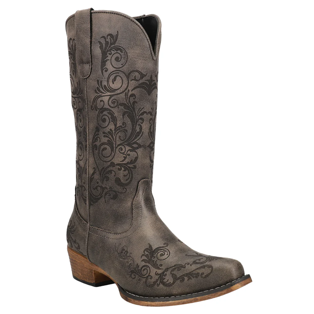 Tall Stuff Embroidery Round Toe Cowboy Boots - Image 2
