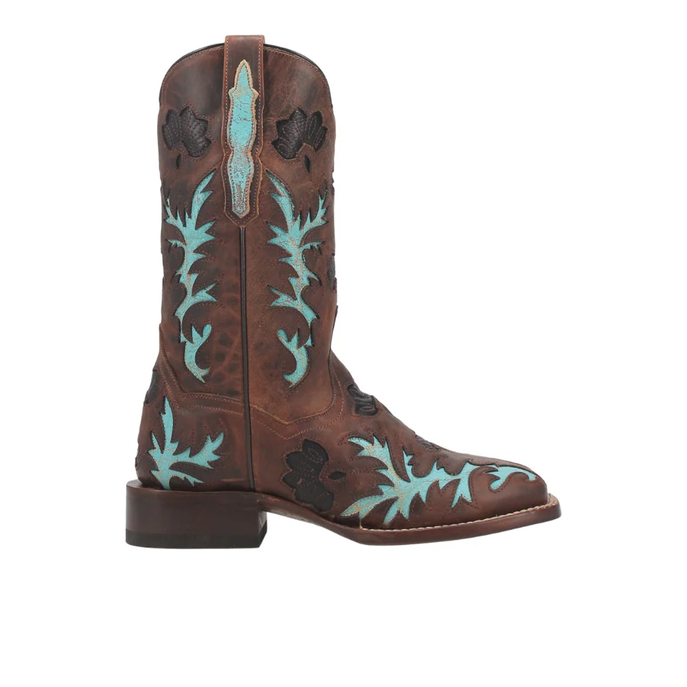Tamarind Tooled-Inlay Square Toe Cowboy Boots