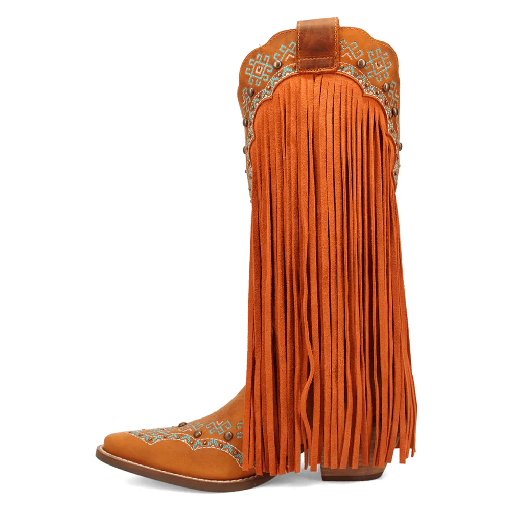 Tequila Fringe Southwest Sunrise Snip Toe Pull On Boots - Image 3