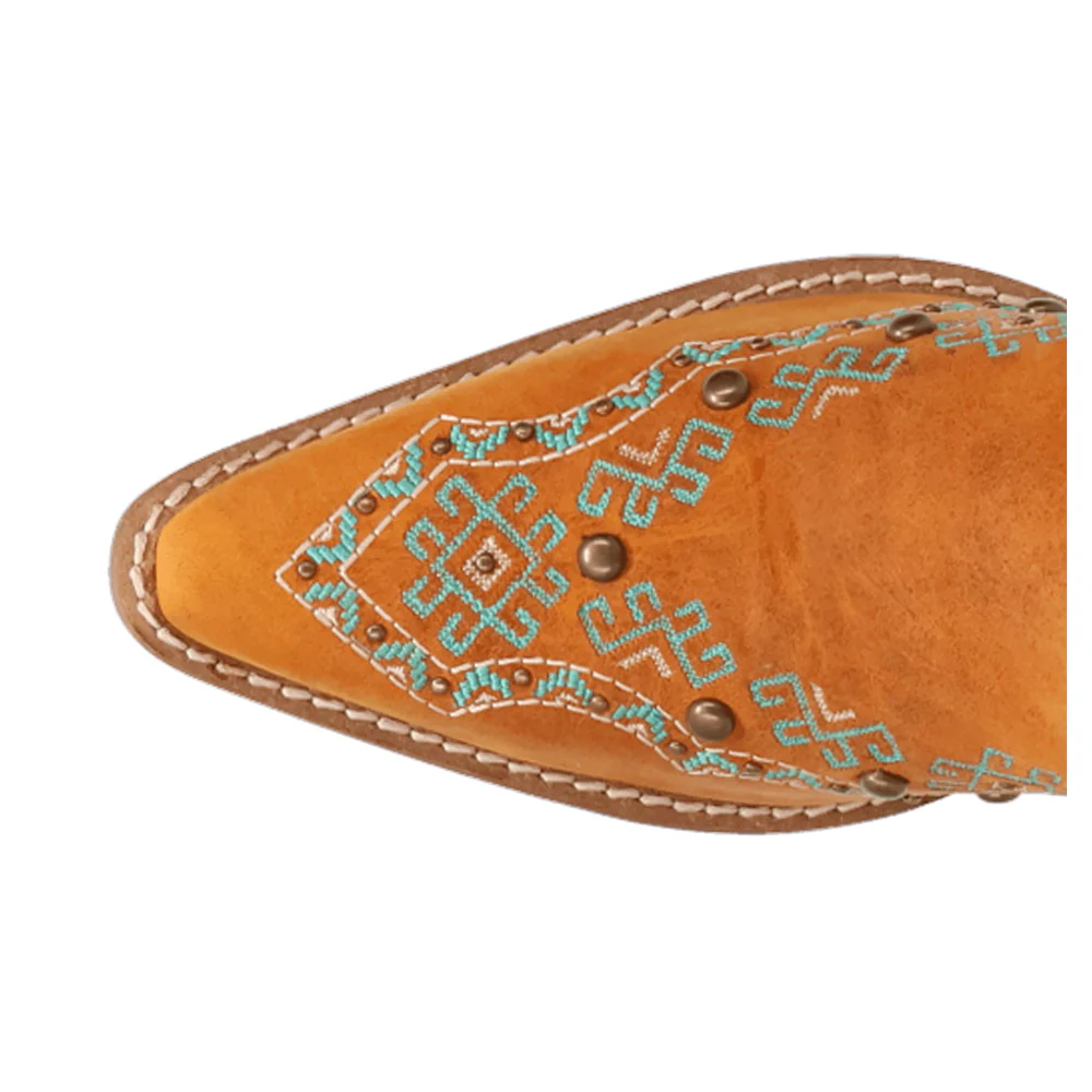 Tequila Fringe Southwest Sunrise Snip Toe Pull On Boots - Image 4