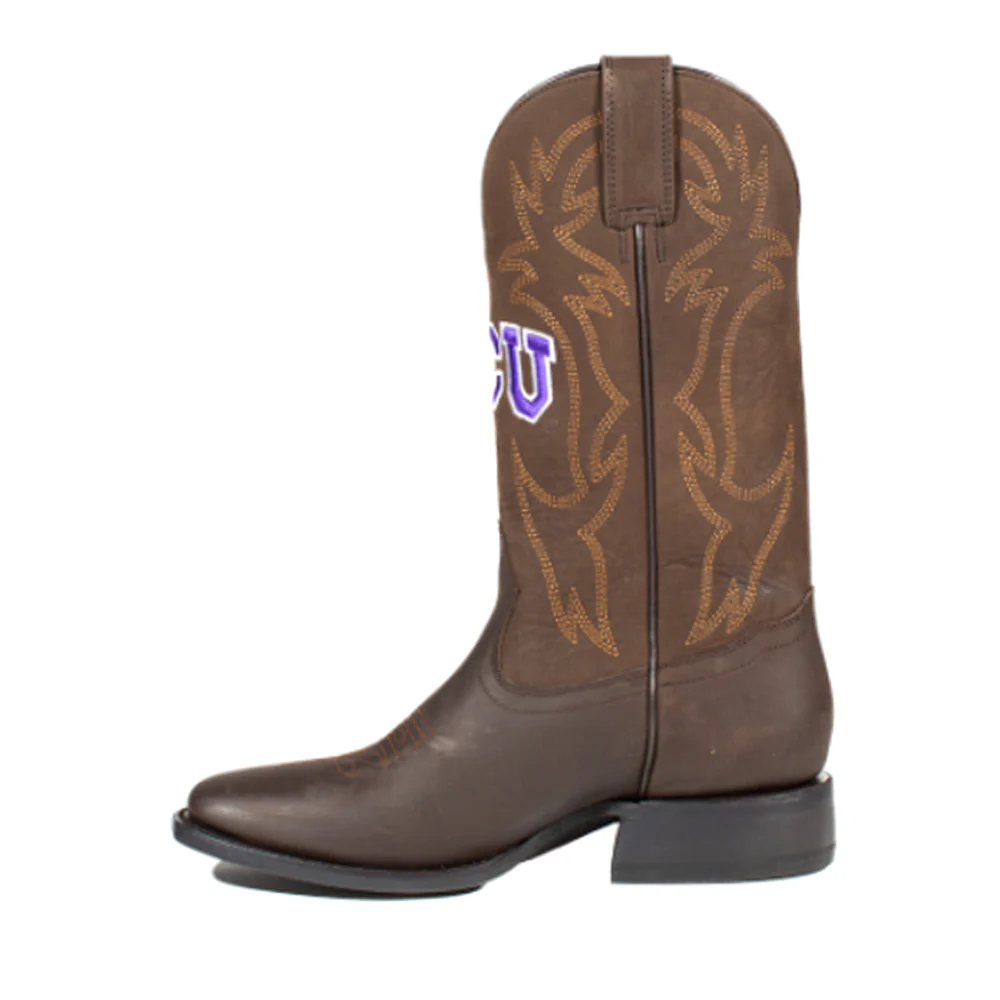 Texas Christian University Embroidered Square Toe Cowboy Boots - Image 3