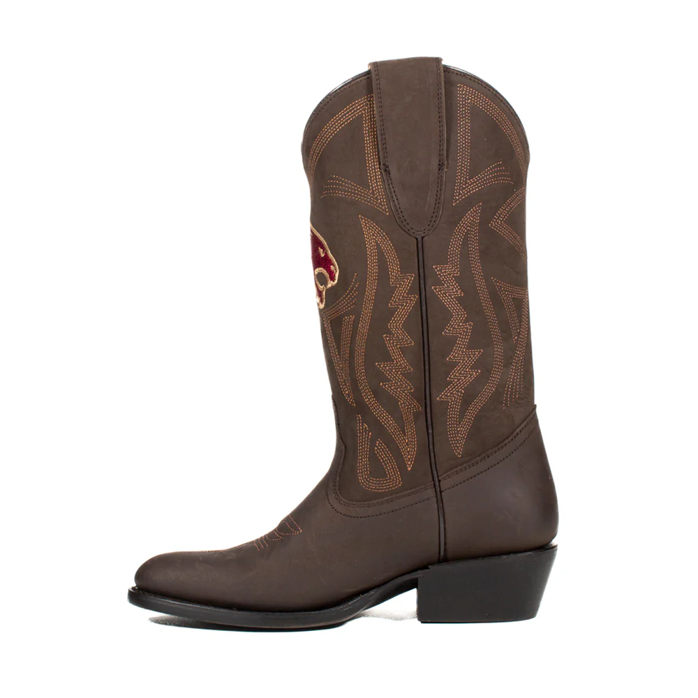 Texas State University Embroidered Round Toe Pull On Cowboy Boots - Image 3