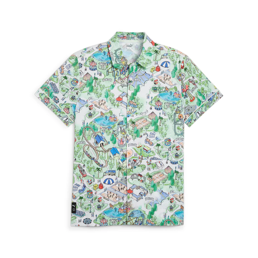 The Fairgrounds Resort Graphic Collared Short Sleeve Button Up Shirt