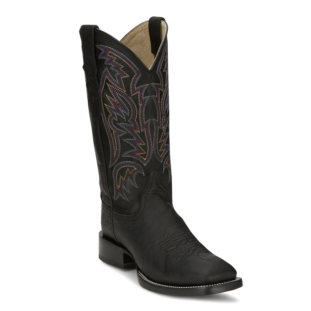 Three Bars Smooth Ostrich Square Toe Cowboy Boots - Image 2