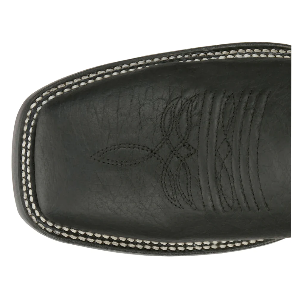 Three Bars Smooth Ostrich Square Toe Cowboy Boots - Image 4