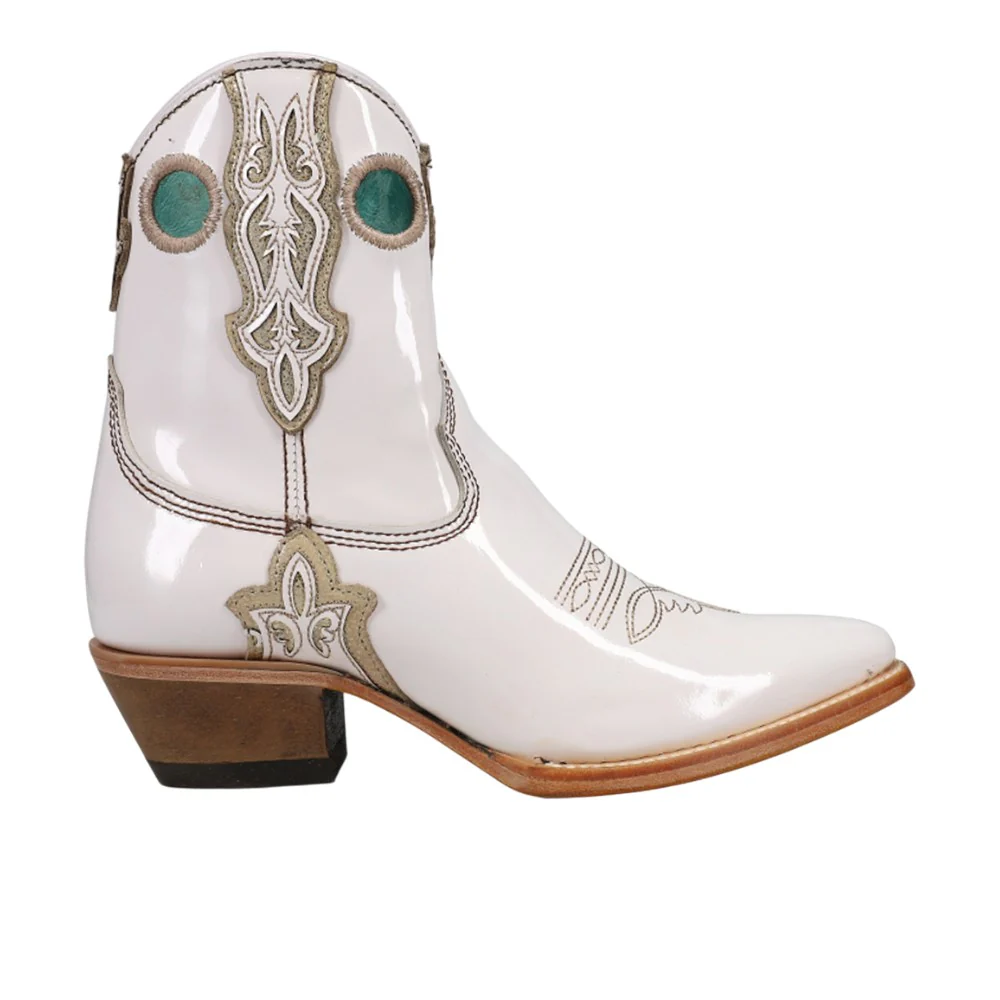 Embroidered Tooled-Inlay Pointed Toe Zippered Cowboy Boots