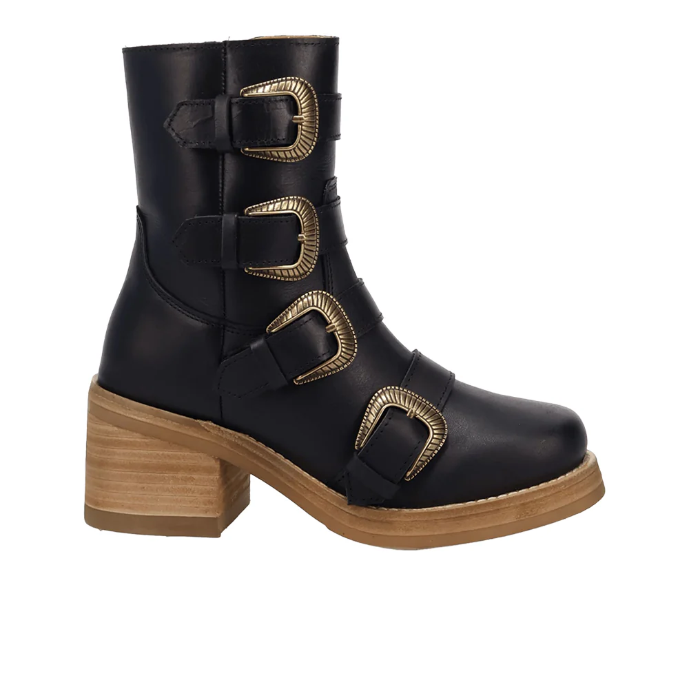 Topanga Leather Round Toe Zippered Booties