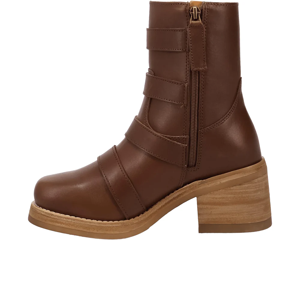 Topanga Leather Round Toe Zippered Booties - Image 3