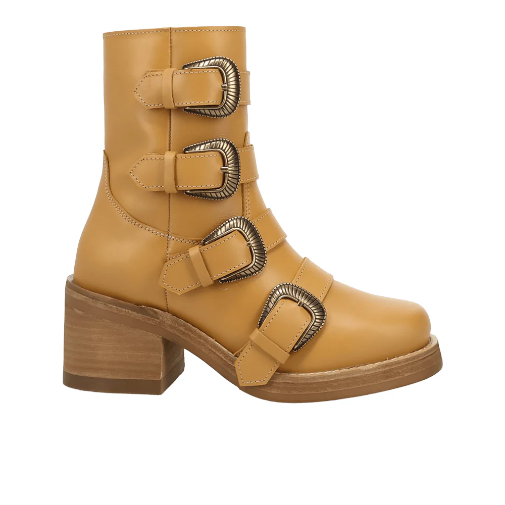 Topanga Leather Round Toe Zippered Booties
