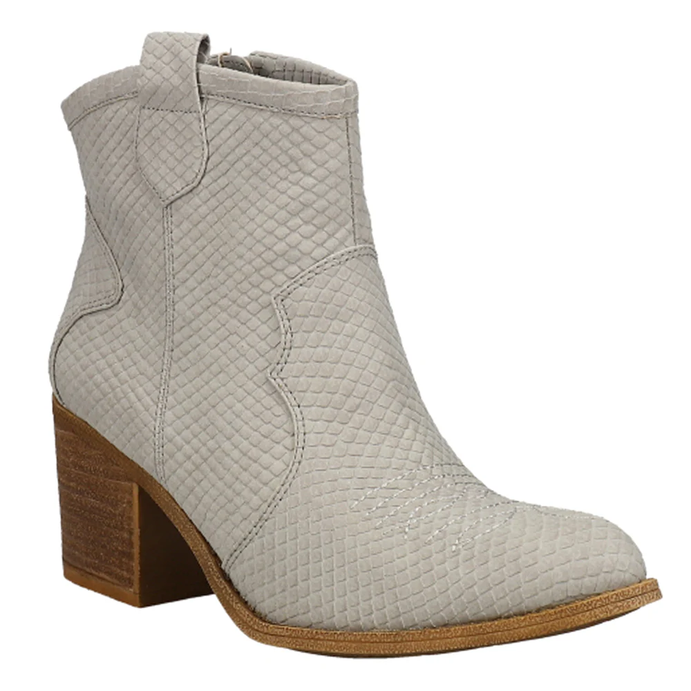 Unite Snake Round Toe Zippered Cowboy Booties - Image 2