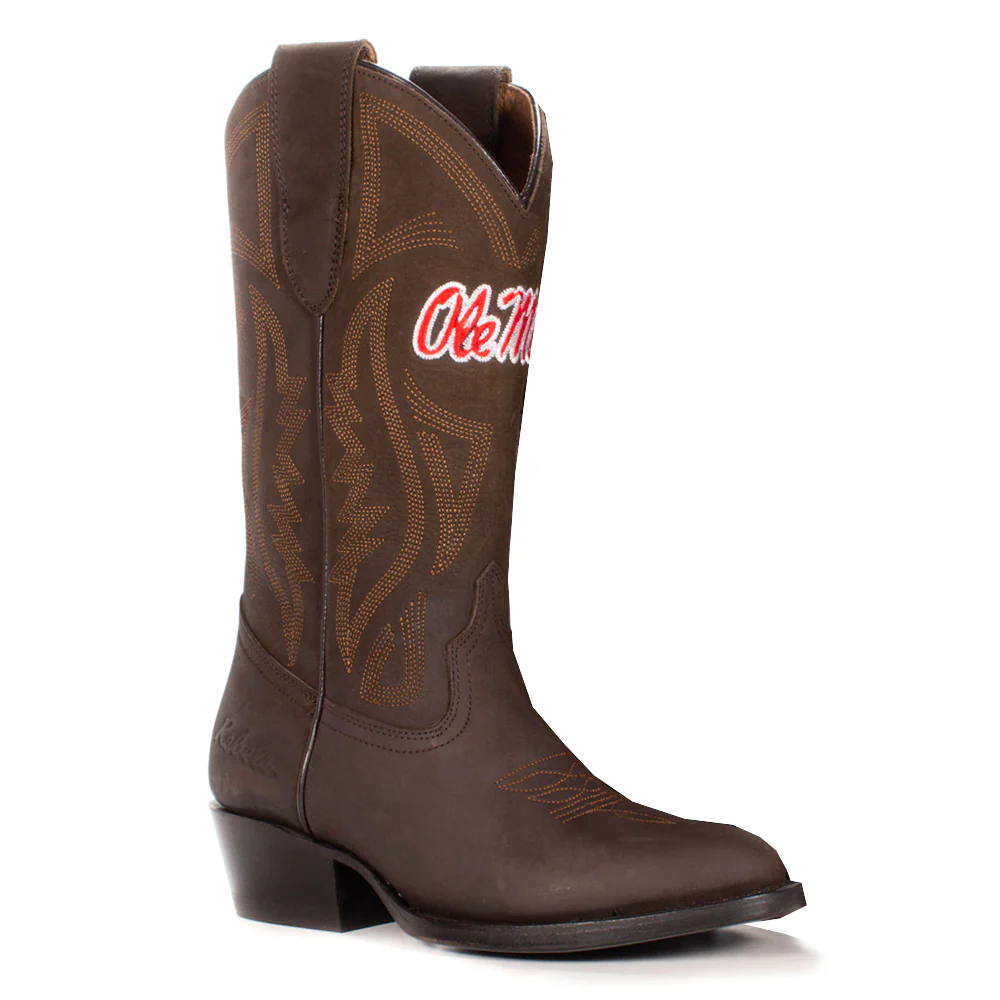 University of Mississippi Embroidered Round Toe Cowboy Boots - Image 2