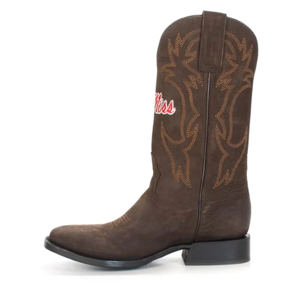 University of Mississippi Embroidered Square Toe Cowboy Boots - Image 3