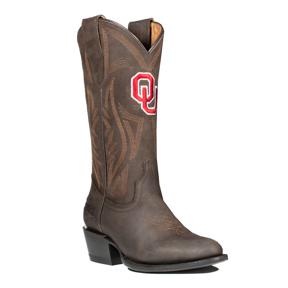 University of Oklahoma Embroidered Round Toe Cowboy Boots - Image 2