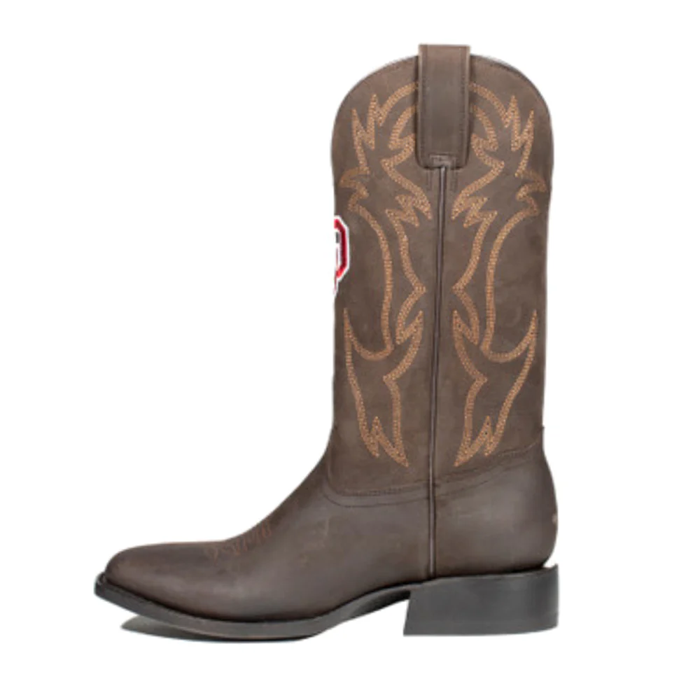 University of Oklahoma Embroidered Square Toe Cowboy Boots - Image 3