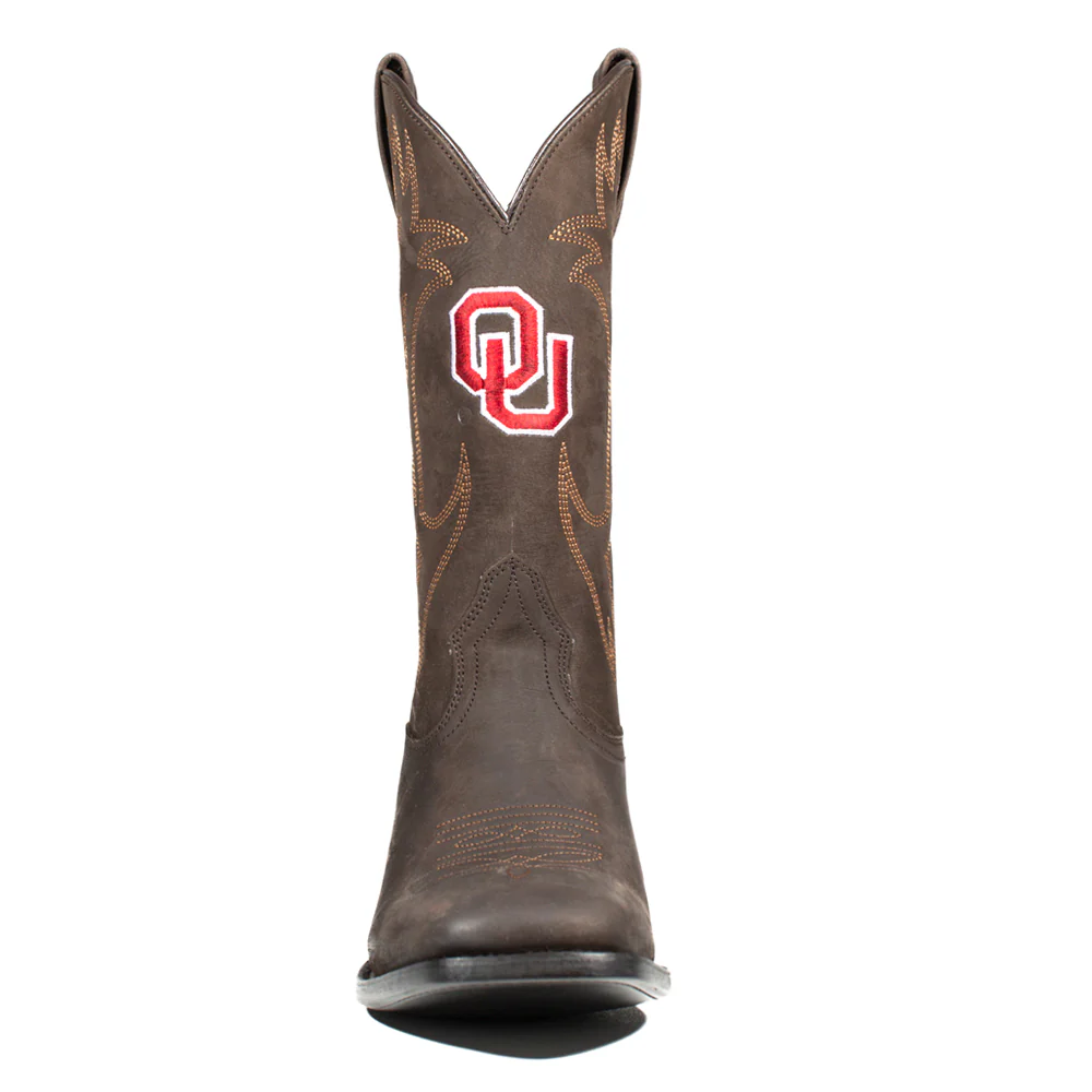 University of Oklahoma Embroidered Square Toe Cowboy Boots - Image 4