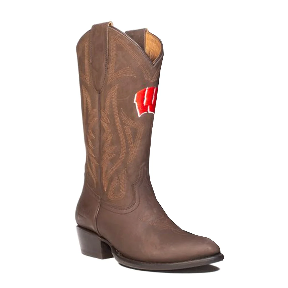 University of Wisconsin Embroidered Round Toe Cowboy Boots - Image 2