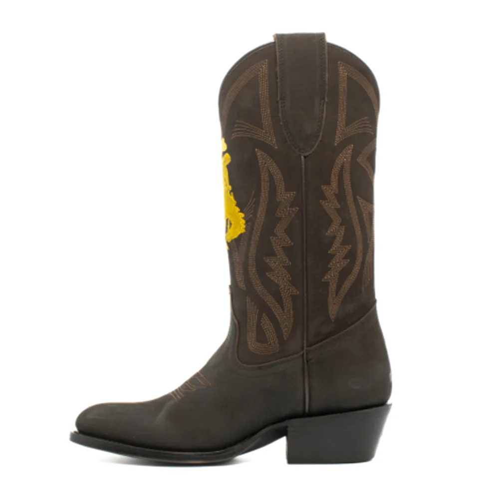 University of Wyoming Embroidered Round Toe Cowboy Boots - Image 3