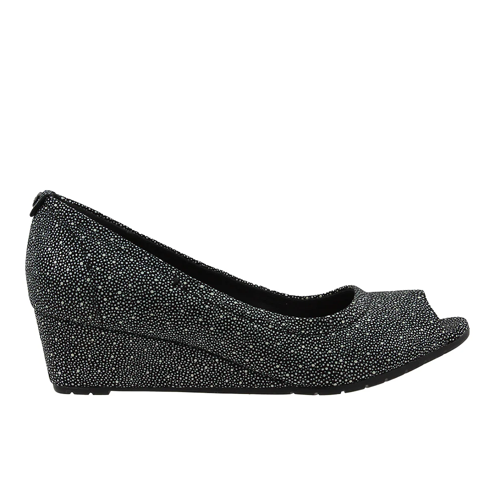 Vendra Daisy Glitter Peep Toe Wedge Pumps