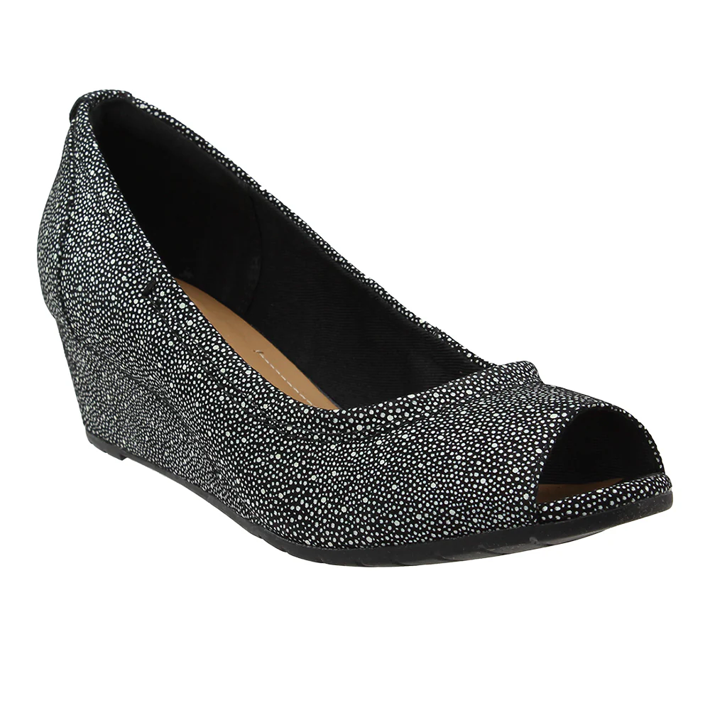 Vendra Daisy Glitter Peep Toe Wedge Pumps - Image 2