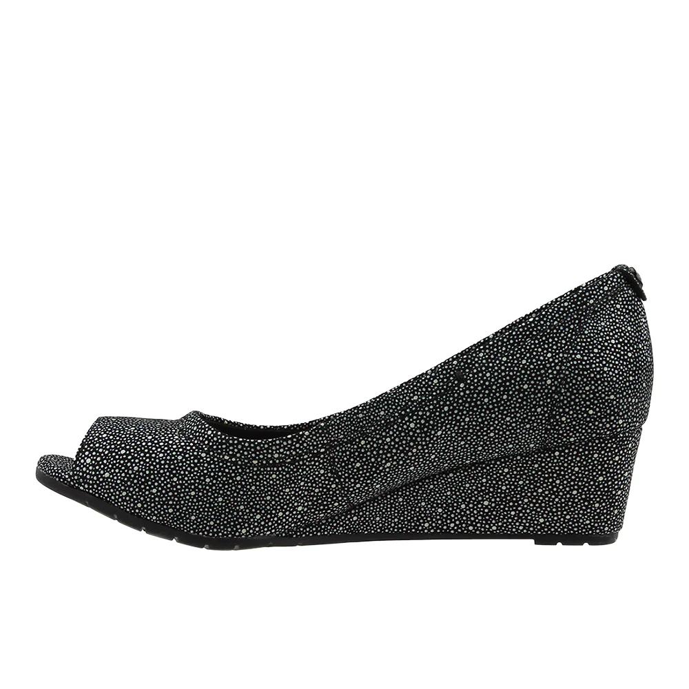 Vendra Daisy Glitter Peep Toe Wedge Pumps - Image 3