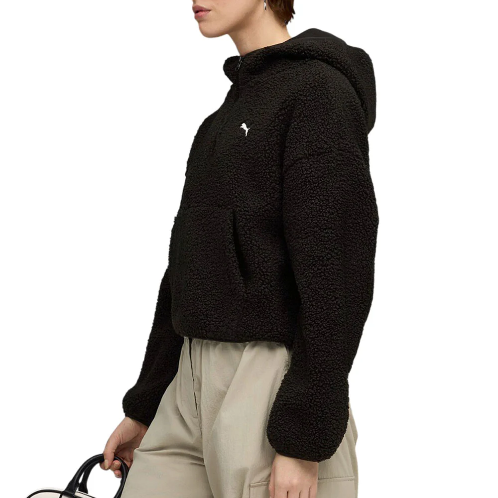 Wardrobe Essentials Oversized Polar Fleece Quarter Zip Hoodie - Image 5