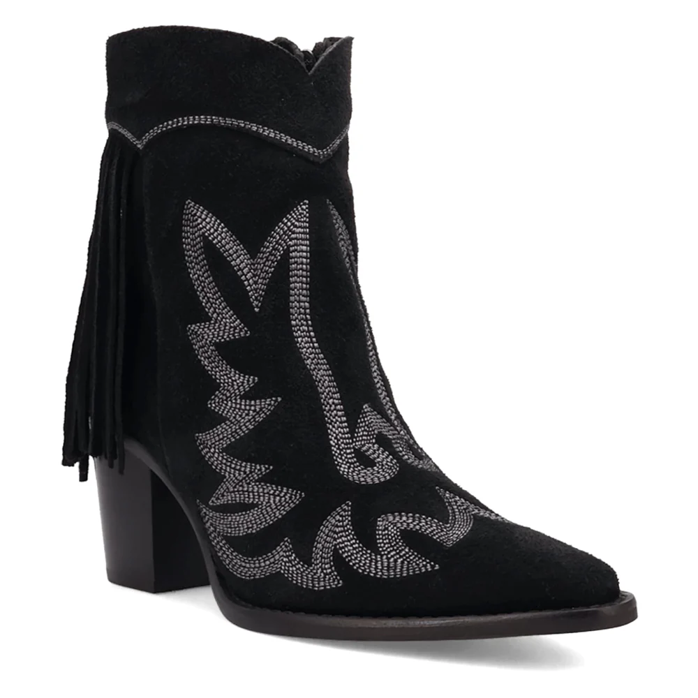 Wild Sage Fringe Snip Toe Zippered Cowboy Booties - Image 2