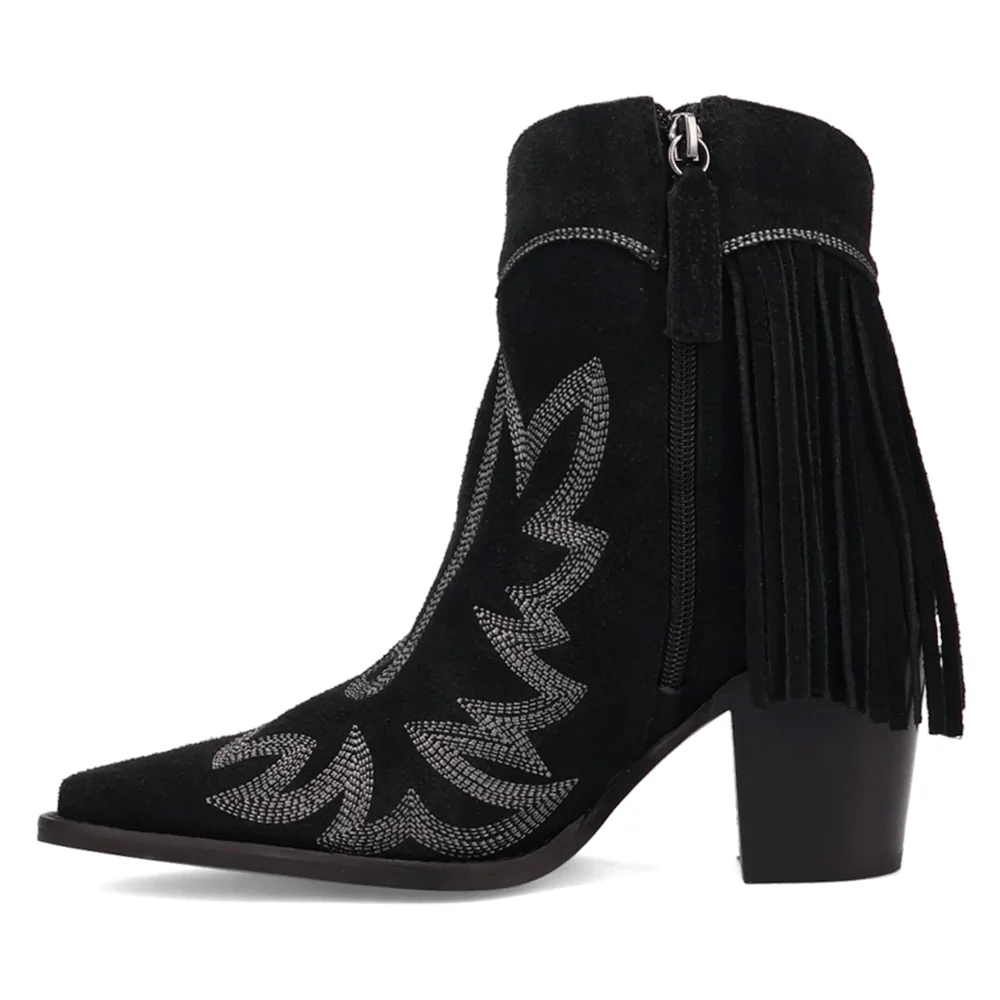 Wild Sage Fringe Snip Toe Zippered Cowboy Booties - Image 3