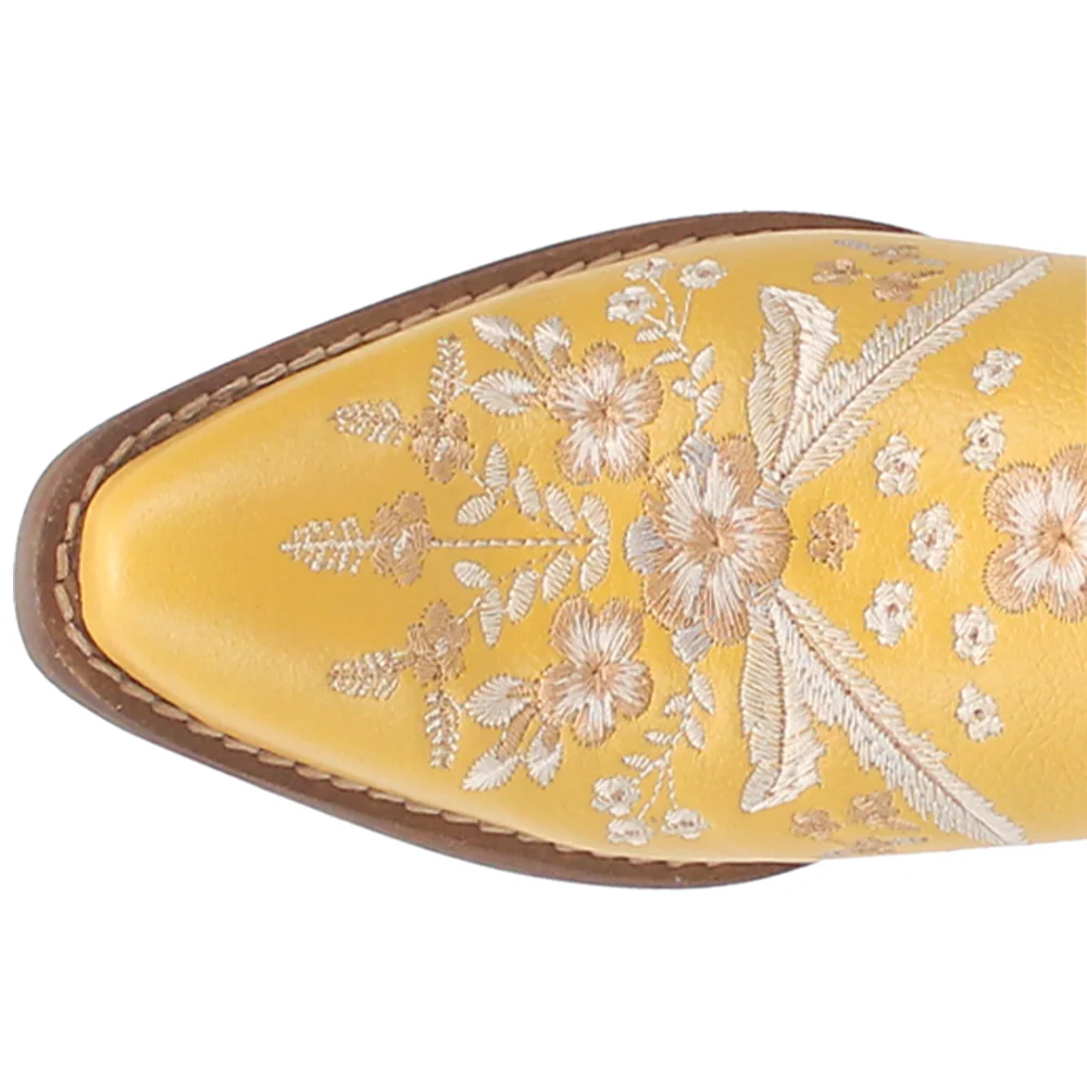 Wildflower Floral Embroidered Mule Pointed Toe Boots - Image 4