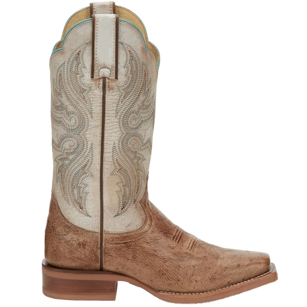 Willa Smooth Ostric Square Toe Pull On Cowboy Boots
