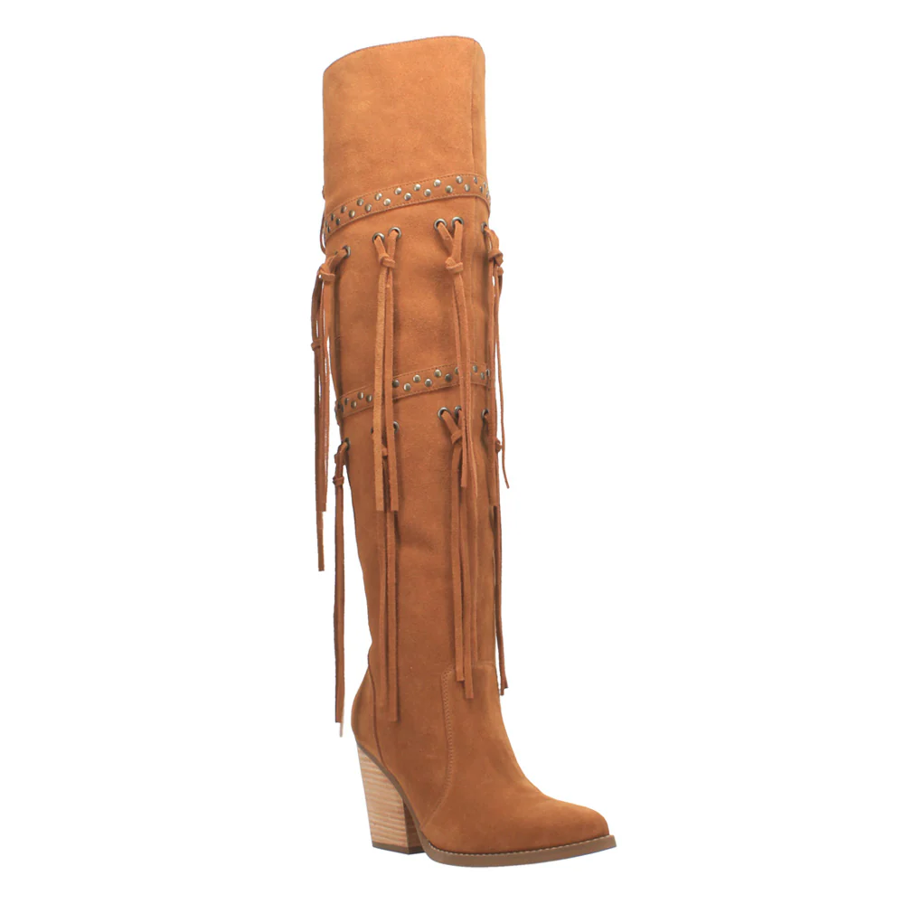 Witchy Woman Fringe Studded Pointed Toe Pull On Cowboy Boots - Image 2