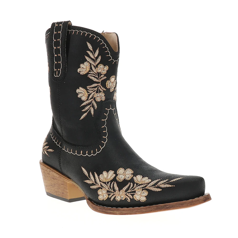 Wynona Floral Embroidered Snip Toe Cowboy Booties - Image 2