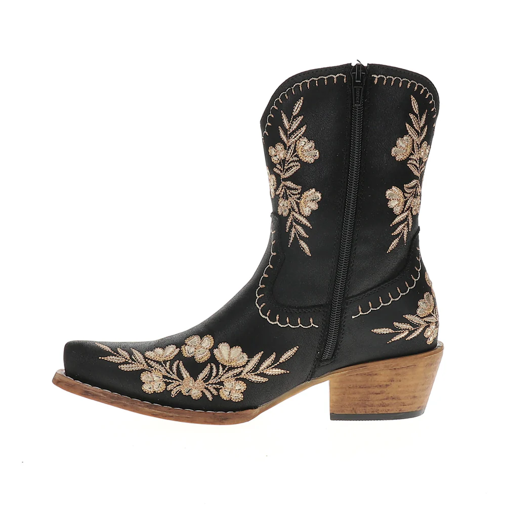 Wynona Floral Embroidered Snip Toe Cowboy Booties - Image 3