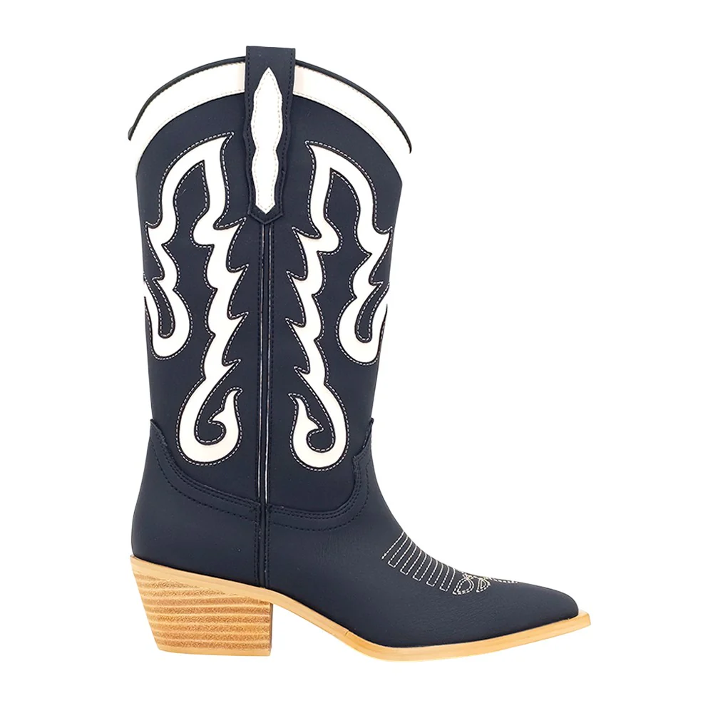 Yaya Embroiderd Pointed Toe Cowboy Boots