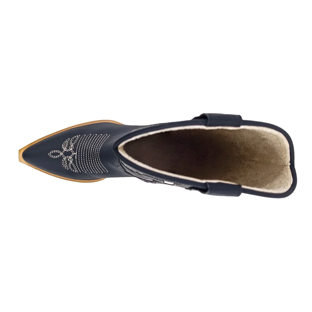 Yaya Embroiderd Pointed Toe Cowboy Boots - Image 4