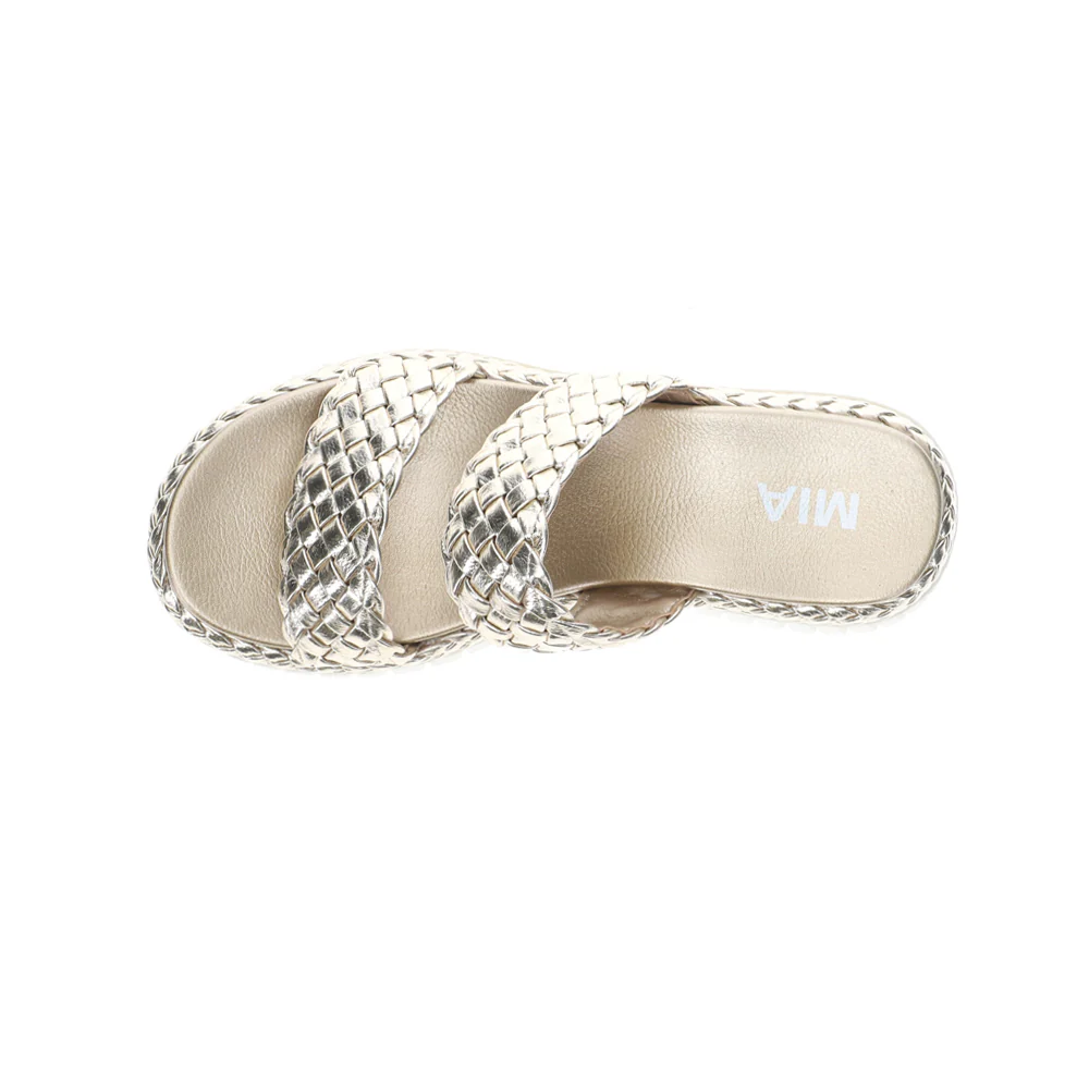 Yoshi Metallic Braided Platform Wedge Sandals - Image 4